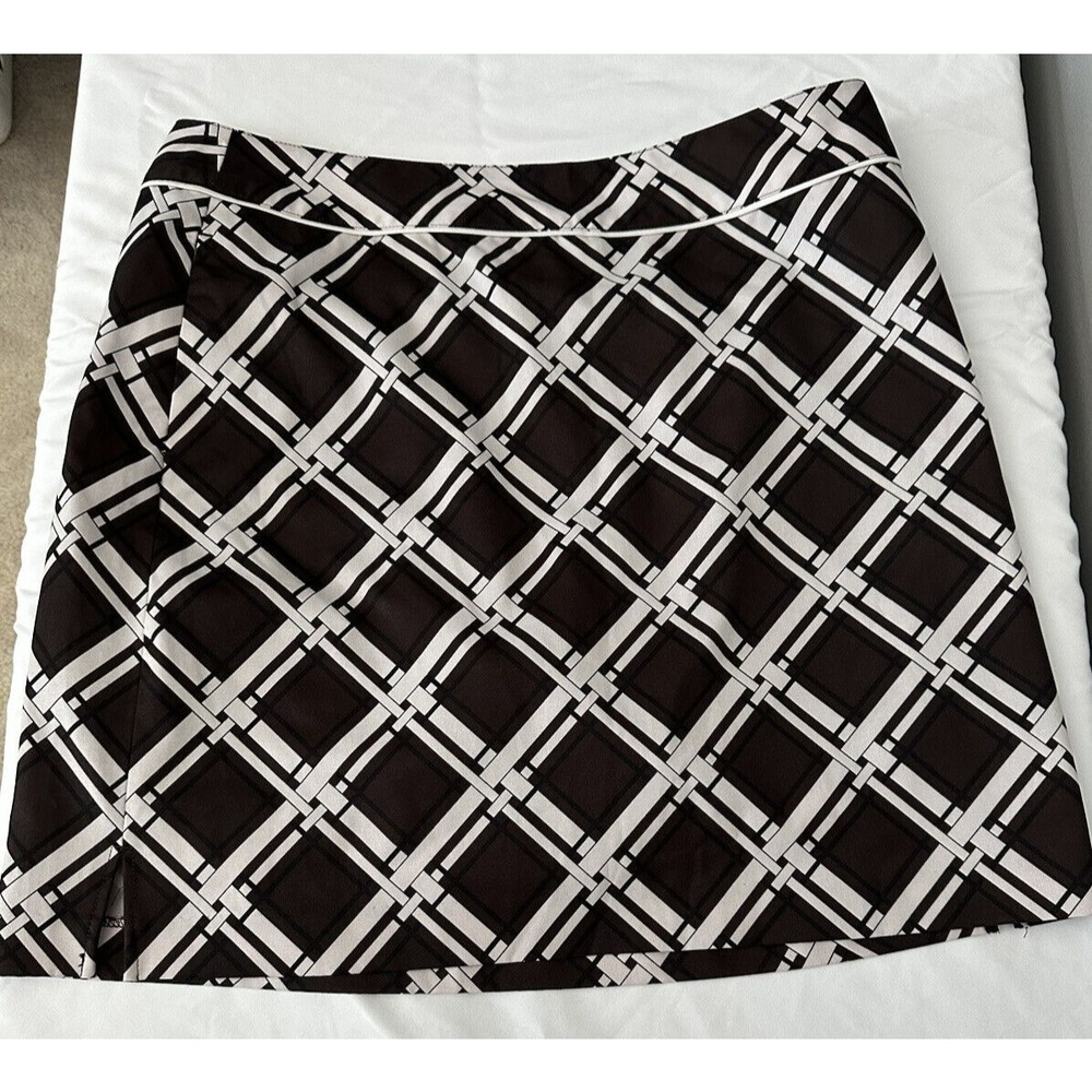 EP Pro Golf Skort Womens Size 12 Abstract Brown White Printed Lined Skirt EUC